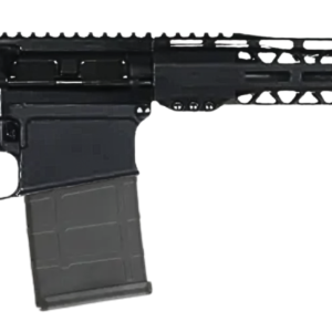 Black AR-style rifle on white background
