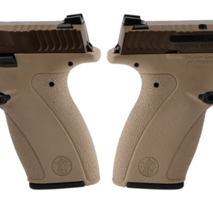 Two tan Smith & Wesson Bodyguard pistols