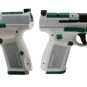 White and green Canik Mete SF pistol
