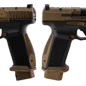 Two Canik TTI Combat 9mm pistols on black