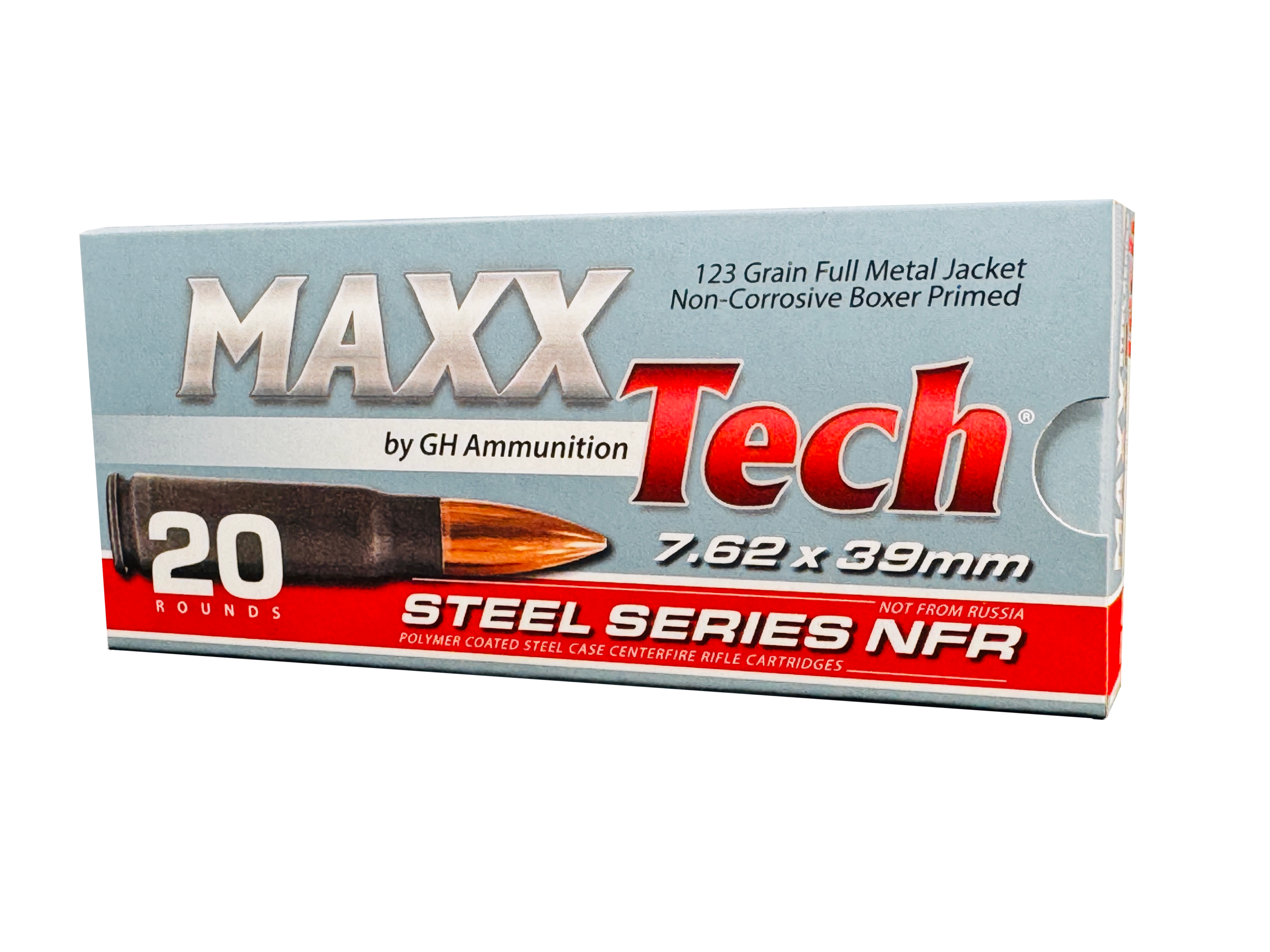 Box of MAXX Tech 7.62x39mm ammunition