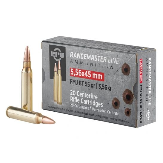 Box of 5.56x45mm rifle ammunition and cartridges