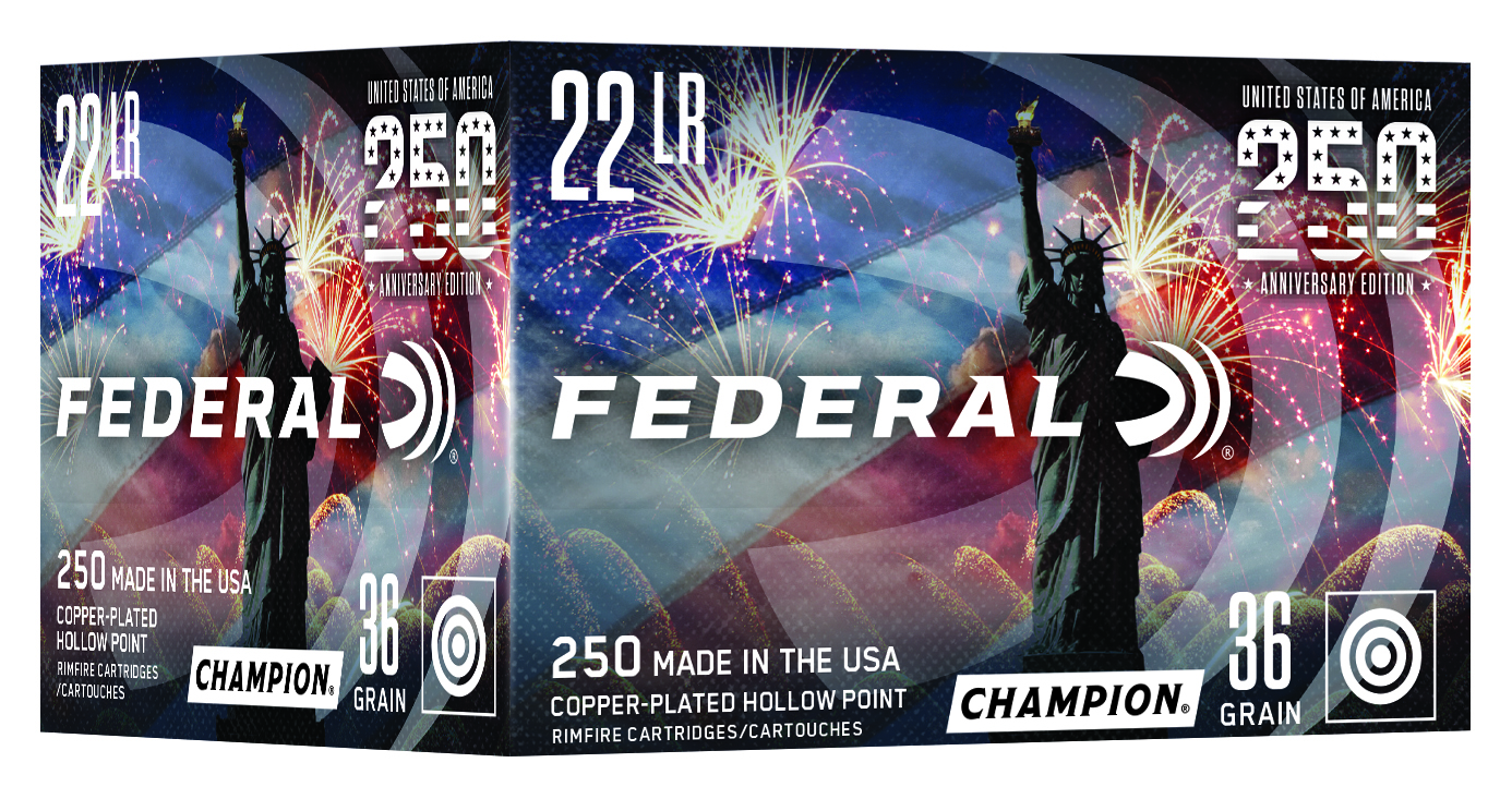 Federal Champion 22LR ammo box with fireworks