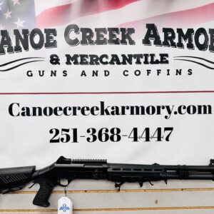 Canoe Creek Armory sign with shotgun display