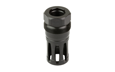Black threaded metal cylindrical component on white background