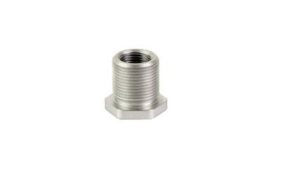 Metal threaded pipe bushing with hex base