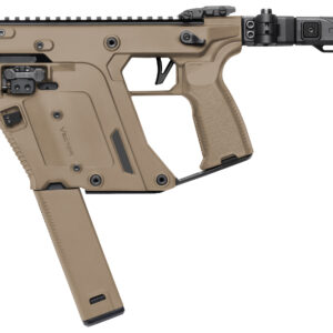 Tan KRISS Vector submachine gun with folding stock
