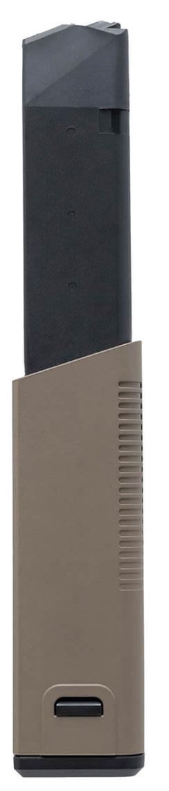 Extended handgun magazine with grip sleeve
