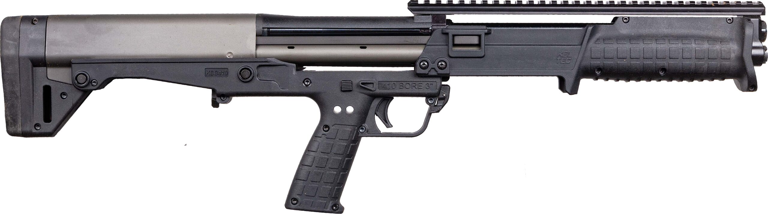 Bullpup tactical shotgun on white background