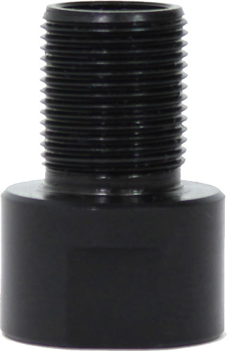 Black threaded pipe adapter fitting on white background