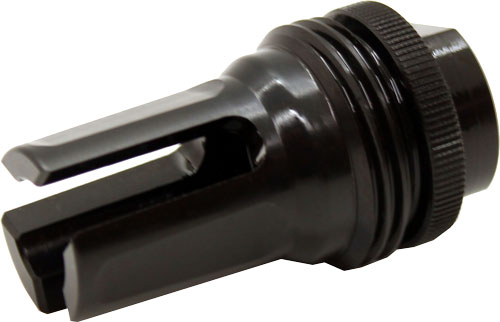 Black metal muzzle brake or flash suppressor
