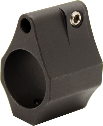Black metal rifle gas block with set screw