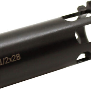 Black metal muzzle brake with 1/2x28 threading