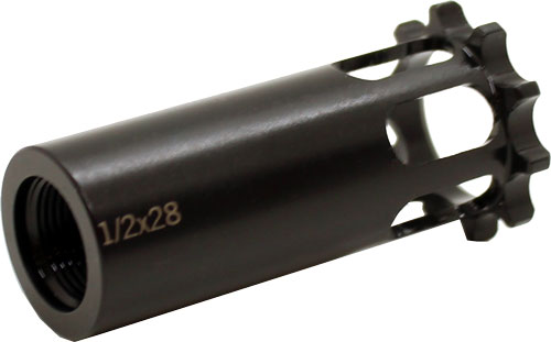 Black metal muzzle brake with 1/2x28 threading