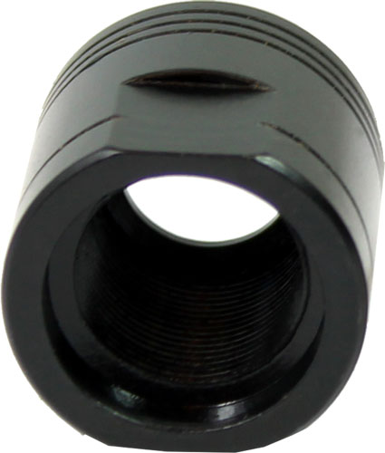 Black threaded metal adapter close-up