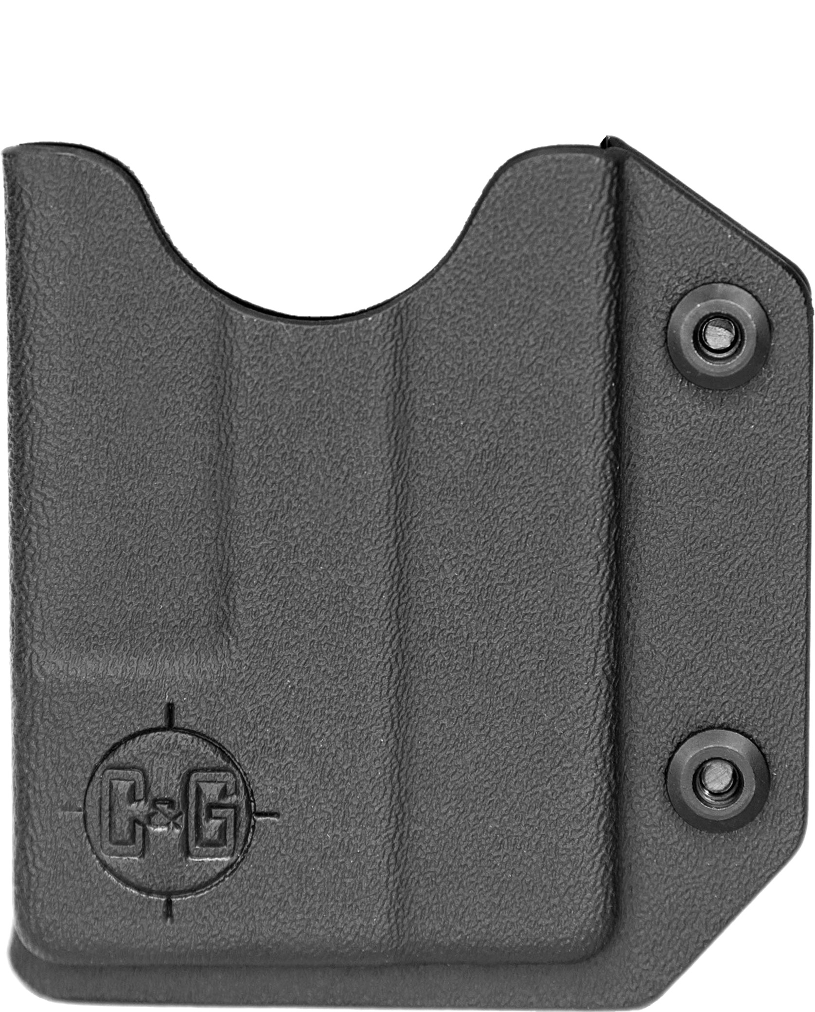 Black Kydex concealed carry holster with screws