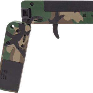 Camouflage rifle stock and trigger close-up
