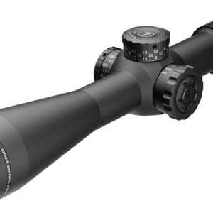 Black tactical rifle scope with adjustment turrets