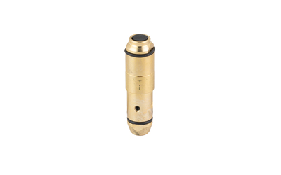 Brass cylindrical metal component with black rings