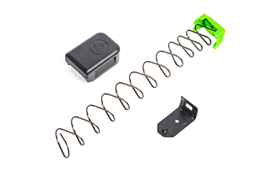 Disassembled firearm magazine with spring and components