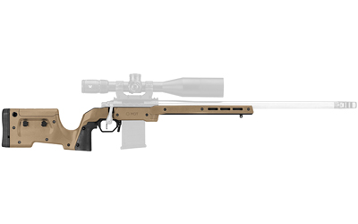 Tan precision rifle with mounted scope