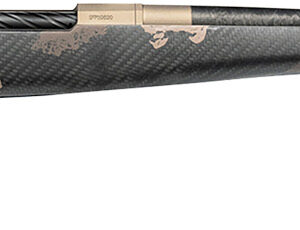 Camouflage bolt-action rifle with long barrel