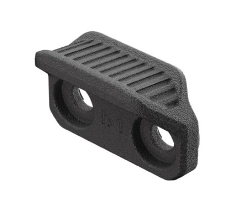 Black textured mounting block with two holes