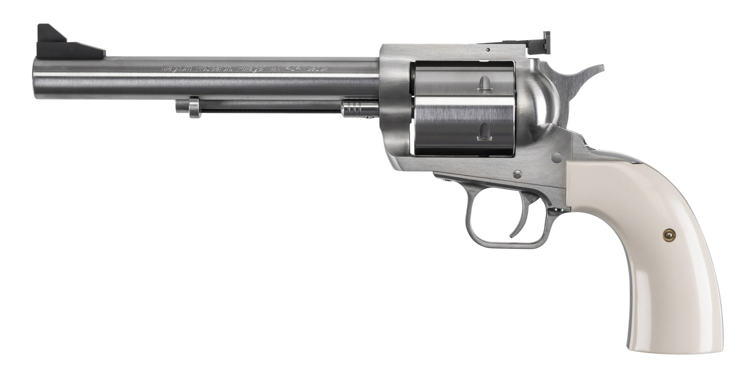 Stainless steel revolver with ivory grip