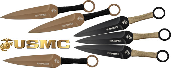 USMC branded throwing knives set