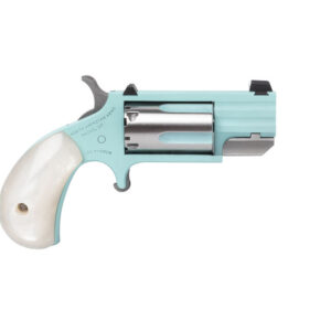 Turquoise snub-nose revolver with white grip