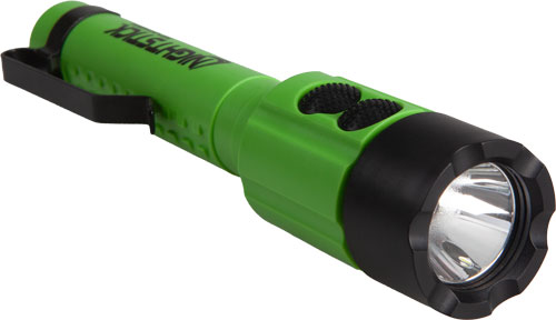 Green and black handheld LED flashlight