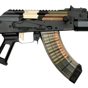 Custom camo AK-style rifle with transparent magazine