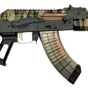 Camouflage AK-style rifle with transparent magazine