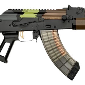 Customized AK-style rifle with green accents
