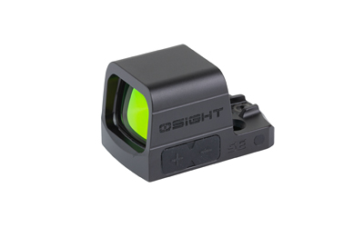 Compact black reflex sight with green lens