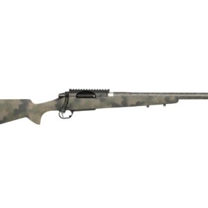Camouflage bolt-action hunting rifle on white background