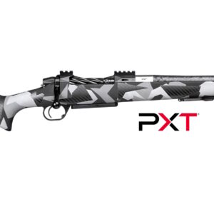 Gray camouflage bolt-action rifle with PXT logo