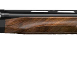 Wood-stock semi-automatic shotgun on white background
