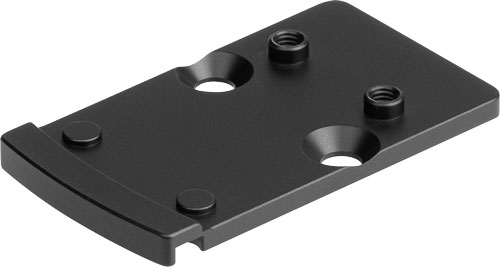 Black metal mounting plate with threaded holes