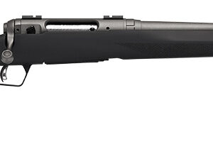 Black bolt-action rifle on white background