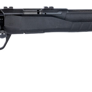 Black bolt-action rifle on white background
