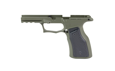Olive green handgun frame with black grip