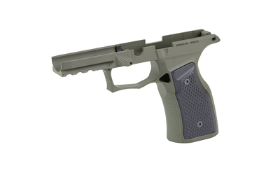 Olive green pistol frame with gray grip