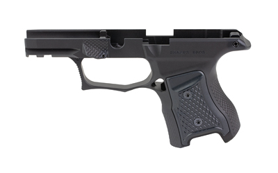 Black polymer handgun frame without slide