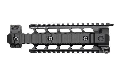 Black tactical rifle handguard with Picatinny rails