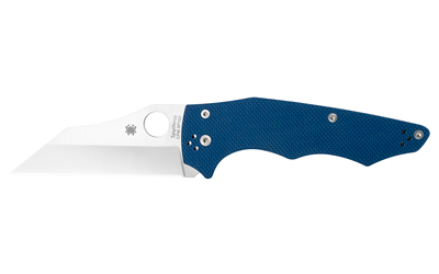Blue-handled folding knife with silver blade