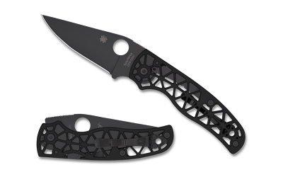 Black folding knife open and closed