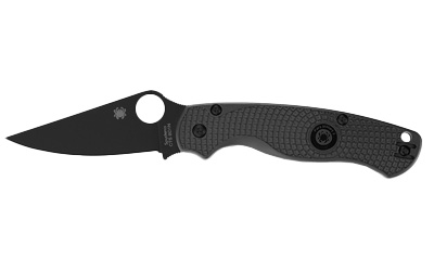 Black folding pocket knife with textured handle