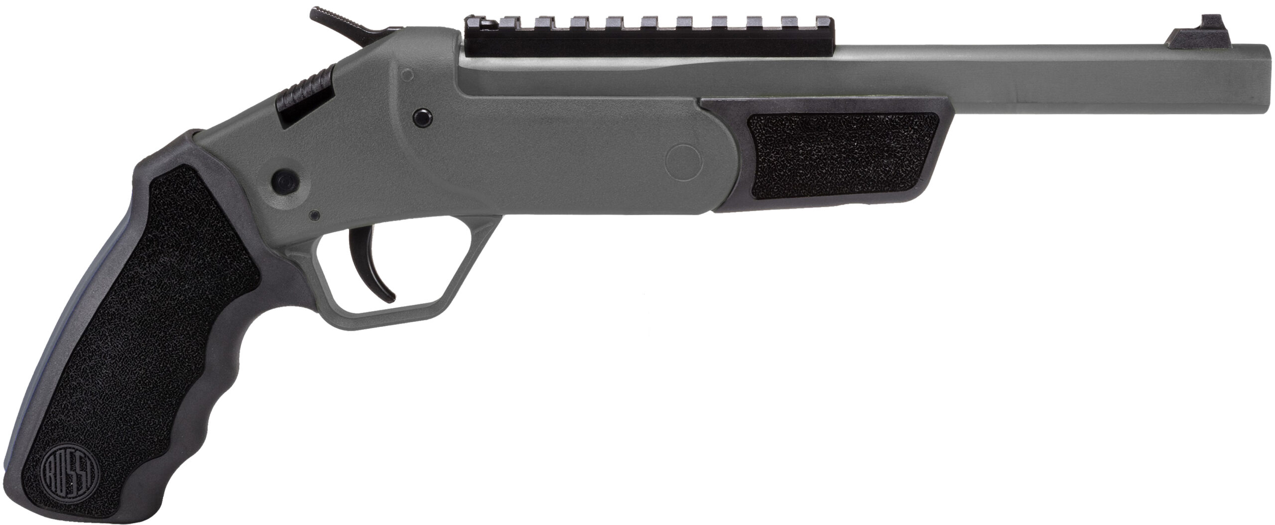Gray single-shot pistol on white background