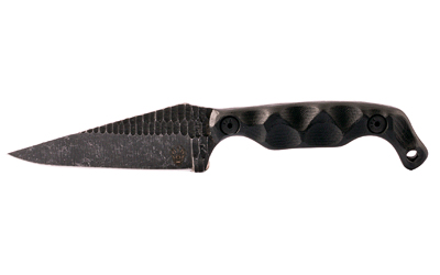 Black fixed-blade knife on white background